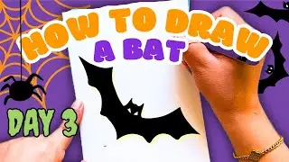 Easy Bat Drawing for Kids | Halloween Drawing Challenge Day 3
