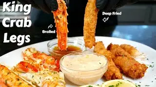 KING CRAB LEGS 2 Ways! Deep Fried vs Broiled #MrMakeItHappen
