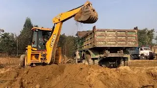 Soil Loading And Leveling In Village Area JCB Bulldozer 3DX