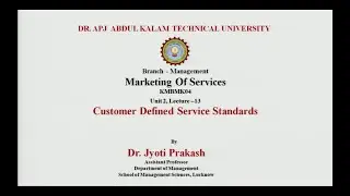 Marketing of Services Customer  | Defined Service Standards | AKTU Digital Education