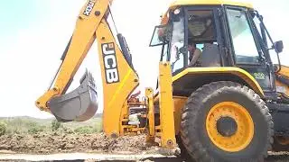 Hilly Narrow Dusty Road-JCB Backhoe Loader-Grading the Dusty Road Construction Jcb Backhoe Operator