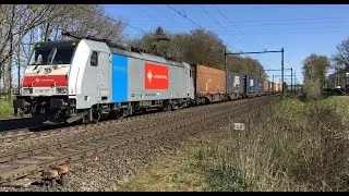 E186 187-1 Crossrail/ BLS Cargo with diverted GTS shuttle Container Train at Blerick 🇳🇱April 6-2025👍