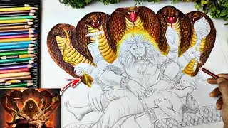 Lord Narasimha Drawing 🔥With Colour Pencil ❤️✍️, Mahavatar Narasimha Drawing,  Step By Step Tutorial