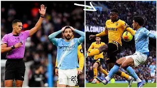 referee overrules VAR handball penalty Man City vs Wolves