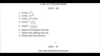 ODEVC short Answer Questions from Laplace transforms and vector differentiation