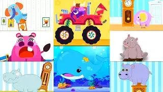 HICKORY DICKORY DOCK || ELEPHANT IN MONSTER TRUCK VS. WHALE || NEON OUTLINE EFFECTS || FX TUTORIAL