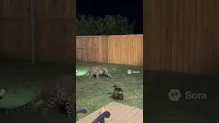 Backyard Cam Captures Brave Cat Facing a Leopard | Real Night Footage | Sora | AI |