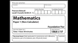 📘 June 2025 GCSE Maths | Pearson Edexcel | Paper 1 (Non-Calculator) | Foundation Tier | 1MA1/1F 📘