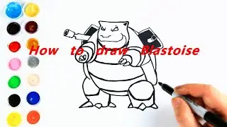 Easy watercolor painting/How to draw Blastoise o(0 0)o!!!