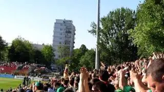 Fans of Slask Wroclaw against Polonia
