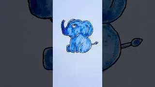 How to draw easy elephant drawing with colour/drawing for kids #draw #ekmotahathi #easydrawing (154)