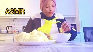 ASMR Eating fufu and vegetable soup 