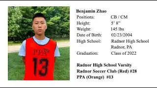Ben Zhao l Radnor 2022 l Soccer Highlights