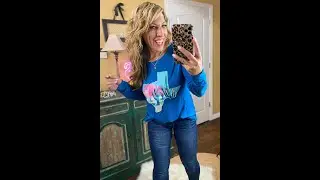 Deep In The Heart of Texas Long Sleeve Crew Neck Super Soft Tee, Blue