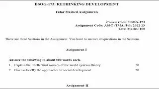 BSOG 173 (ENGLISH) RETHINKING DEVELOPMENT - IGNOU SOLVED ASSIGNMENT 2022-2023 JULY 2022 JANUARY 2023