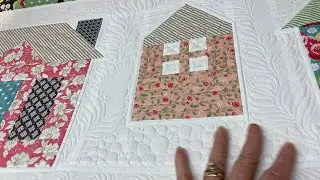 Longarm quilting my House Quilt, custom free motion quilting