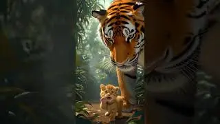 giant tiger meets cute kitten (glitch)- funny ai video