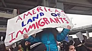 Anti Trump Protest outside JFK airport over refugee ban