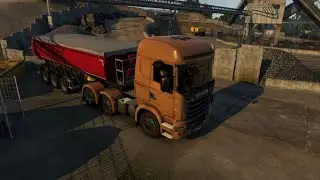 SCANIA TRUCK - PULLING HEAVY SAND TRAILER