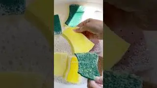 ASMR soapy kitchen sponge ripping - clean vs messy scour #satisfying #spongeripping