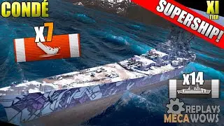 SUPERSHIP Cond&eacute; 7 Kills & 231k Damage | World of Warships Gameplay 4k