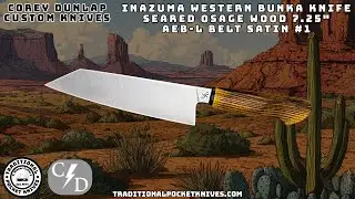 Corey Dunlap Custom Knives: Inazuma Western Bunka Knife - Seared Osage Wood 7.25