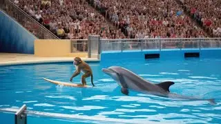 Dolphin and Monkey Show 🐬🐒 | The Funniest Ocean Adventure Ever!#DolphinShow #MonkeyShow #ViralShorts