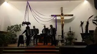 PRAŽSKÉ BAROKNÍ HARMONIKY 2025, akordeonové kvarteto - KONCERT Vršovice 21. 12. 2025 (Husův sbor)