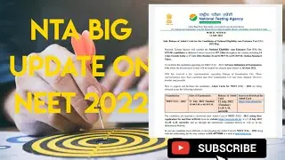 NTA BIG UPDATE ON neet 2022 notification.#neetlatestnewstoday #neetpostponed2022latestnewstoday .