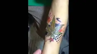 Abstract marijuana tattoo by ken miura