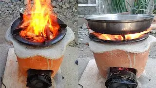 THE IDEA OF MAKING FIRE WOOD AND CHARCOAL STOVE WITH AIR- BLOWER  DOUBLE PURPOSE FROM PLANT POTS