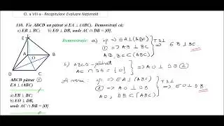 *Cl. a VIII-a - Recapitulare E.N. - ex. 110 - ABCD pătrat  EA &perp; (ABC). a) EB &perp; BC;       b) EO &perp; DB,