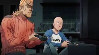 Saitama and King playing CO-OP game | Saitama destroys the controller - One Punch Man Season 2