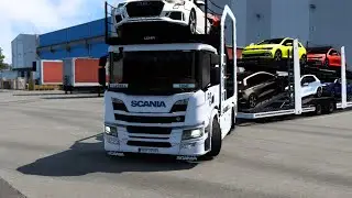 Euro Truck Simulator 2 SCANIA P360 car transporter / logitech g29