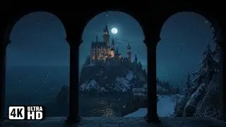 Winter at Hogwarts Castle - 4K Harry Potter Window View | Snow Ambience for Study & Work Focus