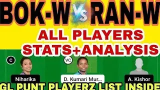 BOK-W VS RAN-W | BOK-W VS RAN-W DREAM11 TEAM PREDICTION | JHARKHAND WOMEN'S T20 TROPHY #dream11team