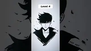 How to Draw Jinwoo in different levels 😳 #shorts #anime #drawing