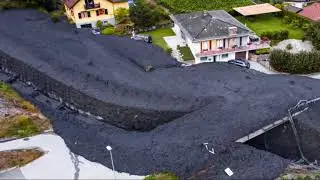 Chamoson mudslide, Switzerland mud avalanche,  Conthey, Valais