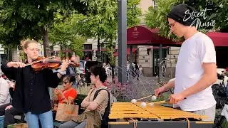 BEAUTIFUL Violin Marimba Duet 2022 at Brandenburg Gate, Berlin, Germany【Street Music】