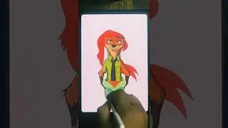 Zootopia fox Nick Wilde Disney Ariel transformation art