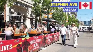 Stephen Ave | Calgary, Alberta, Canada | Walking Tour (4K)