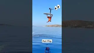 First ever foil board flip ⁉️ #surf #foilboard #foil #motivate #flips #motivation #surfing #water