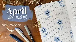 PLAN WITH ME!🪻 April Bullet Journal Set Up | EASY florals ft. Liene