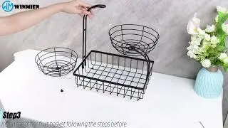 3 Tier Countertop Fruit Vegetable Basket Bowl Storage | Solid Metal Kitchen Counter Organizer