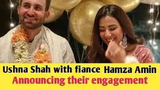 Ushna Shah with fiance Hamza Amin announcing their engagement 💍..