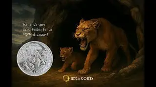 The Megafauna series from Germania continues with the 2026 Liberia 1 Ounce Cave Lion BU Silver Coin