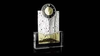 ART DECO STYLE 20thC FRENCH SILVER-GILT & GLASS CLOCK, PUIFORCAT c.1990