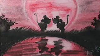 Mickey and Minnie mouse oil pastel drawing for beginners