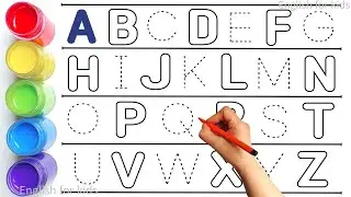 Alphabet, ABC song, ABCD, A to Z, Kids rhymes, collection for writing along dotted lines for toddler