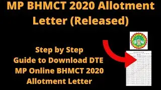 MP BHMCT 2020 Allotment Letter (Available) - How to Check DTE MP Online BHMCT 2020 Allotment Letter
